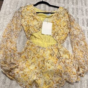 BNWT Sabo Skirt Yellow Floral Cutout Romper